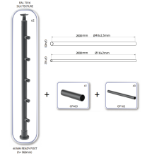 SECO - Garde corps fixation à plat - Kit 2 mètres Anthracite